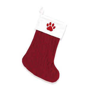 Quilted Red Paw Red Velvet Christmas Stocking