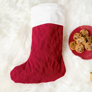 Quilted Red Velvet Christmas Stocking with Monogram