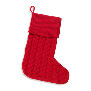 Red Cable Knit Holiday Stocking with Monogram