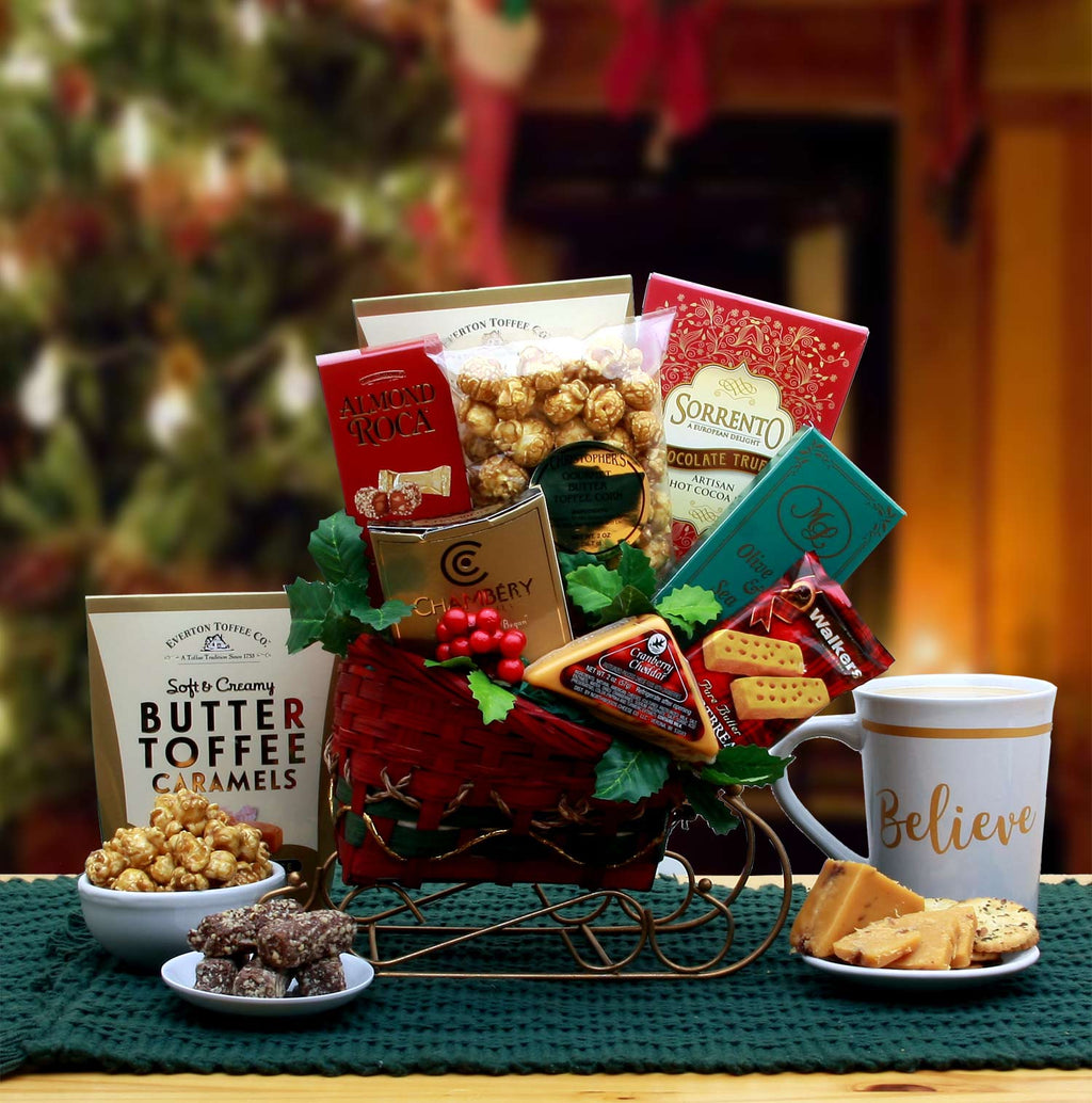 A Holiday Classic Old Fashioned Sleigh Gift Basket