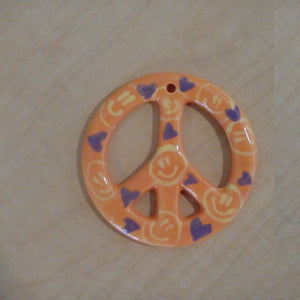 Peace Sign Ceramic Holiday Ornament