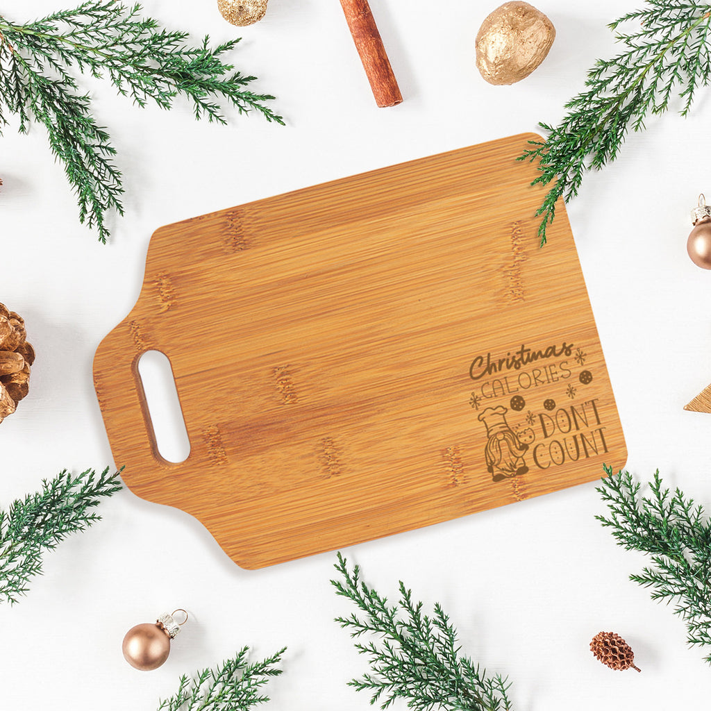 "Christmas Calories Don't Count" Small Bamboo Cutting Board