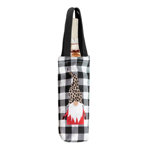 Gnome Buffalo Check Fabric Wine Tote Bag