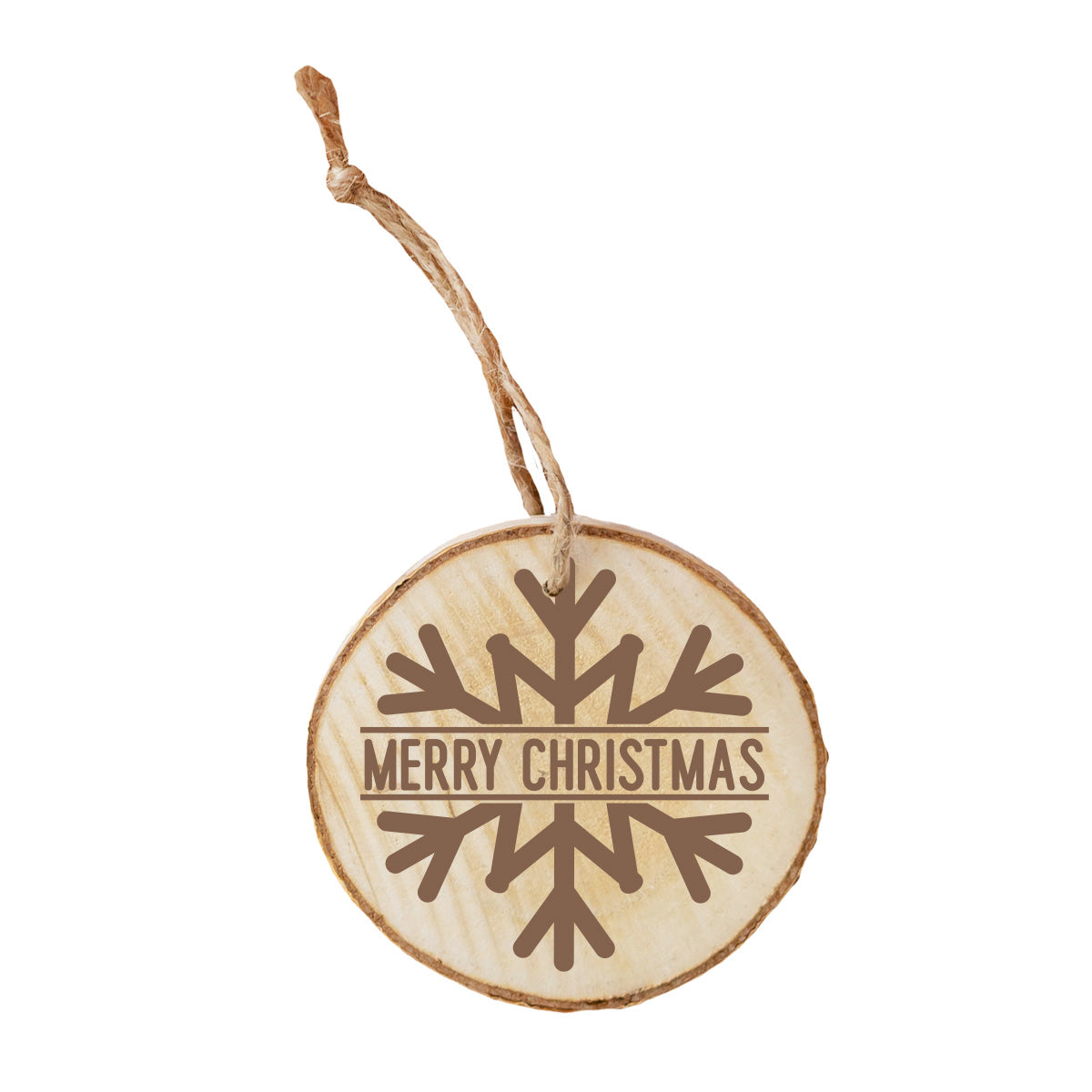 "Merry Christmas" Snowflake Flat Wood Holiday Ornament