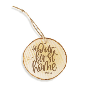 "Our First Home 2024" Flat Wood Holiday Ornament