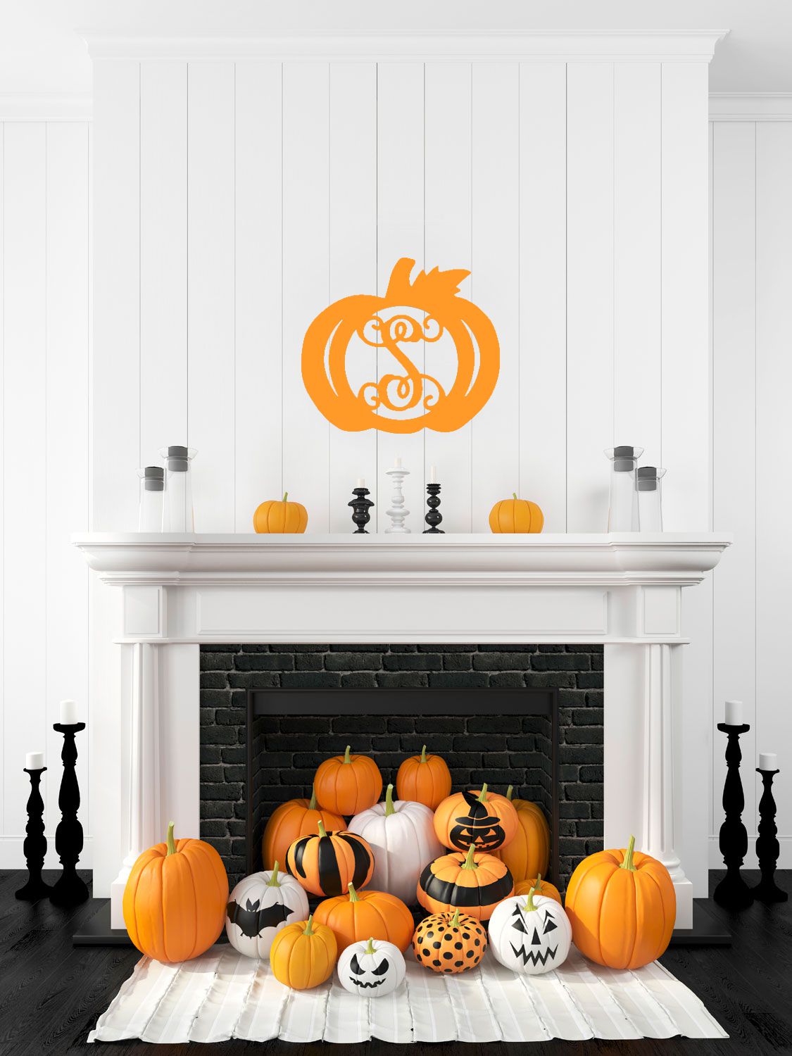 Pumpkin Wood Monogram ~ 20 x 18