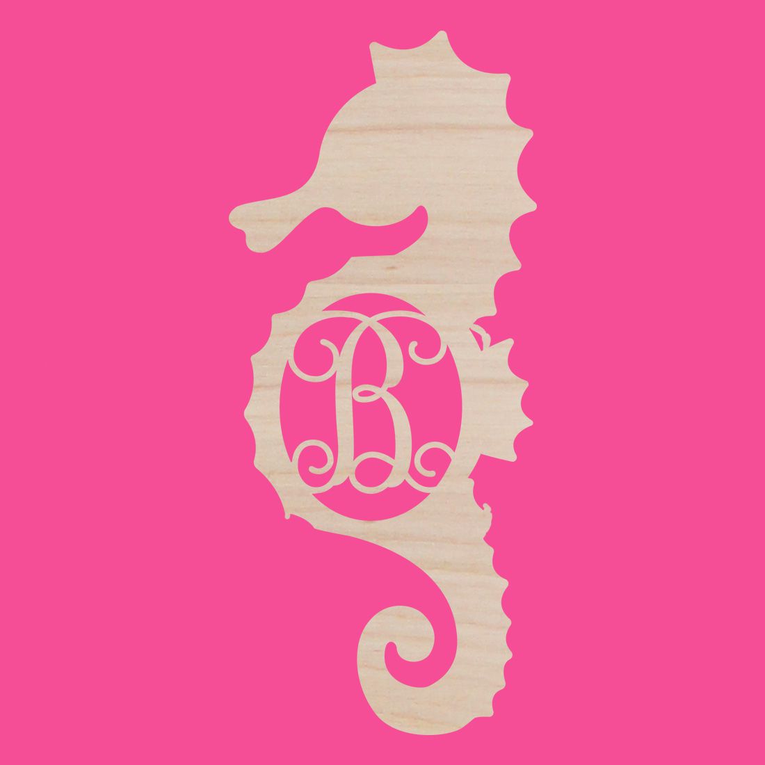 Seahorse Wood Monogram ~ 12 x 22