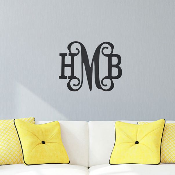 Three Initials Classic Vine Monogram ~ 18" high