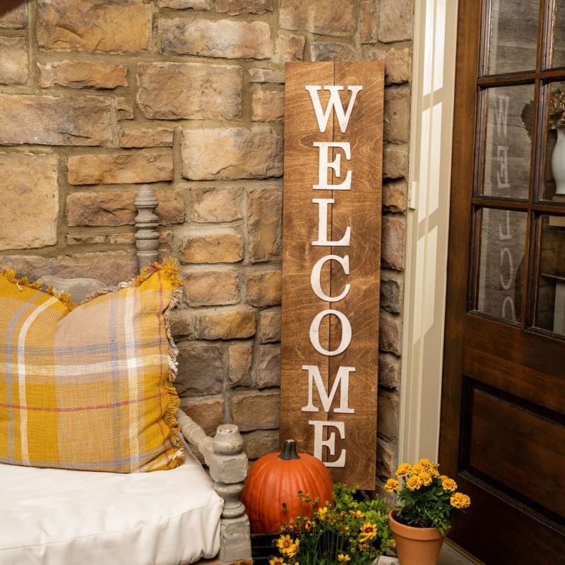 Multi-Season WELCOME Porch Sign with Interchangeable Shapes ready-to-paint project kit - 11 x 48