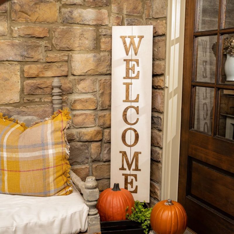 Multi-Season WELCOME Porch Sign with Interchangeable Shapes ready-to-paint project kit - 11 x 48